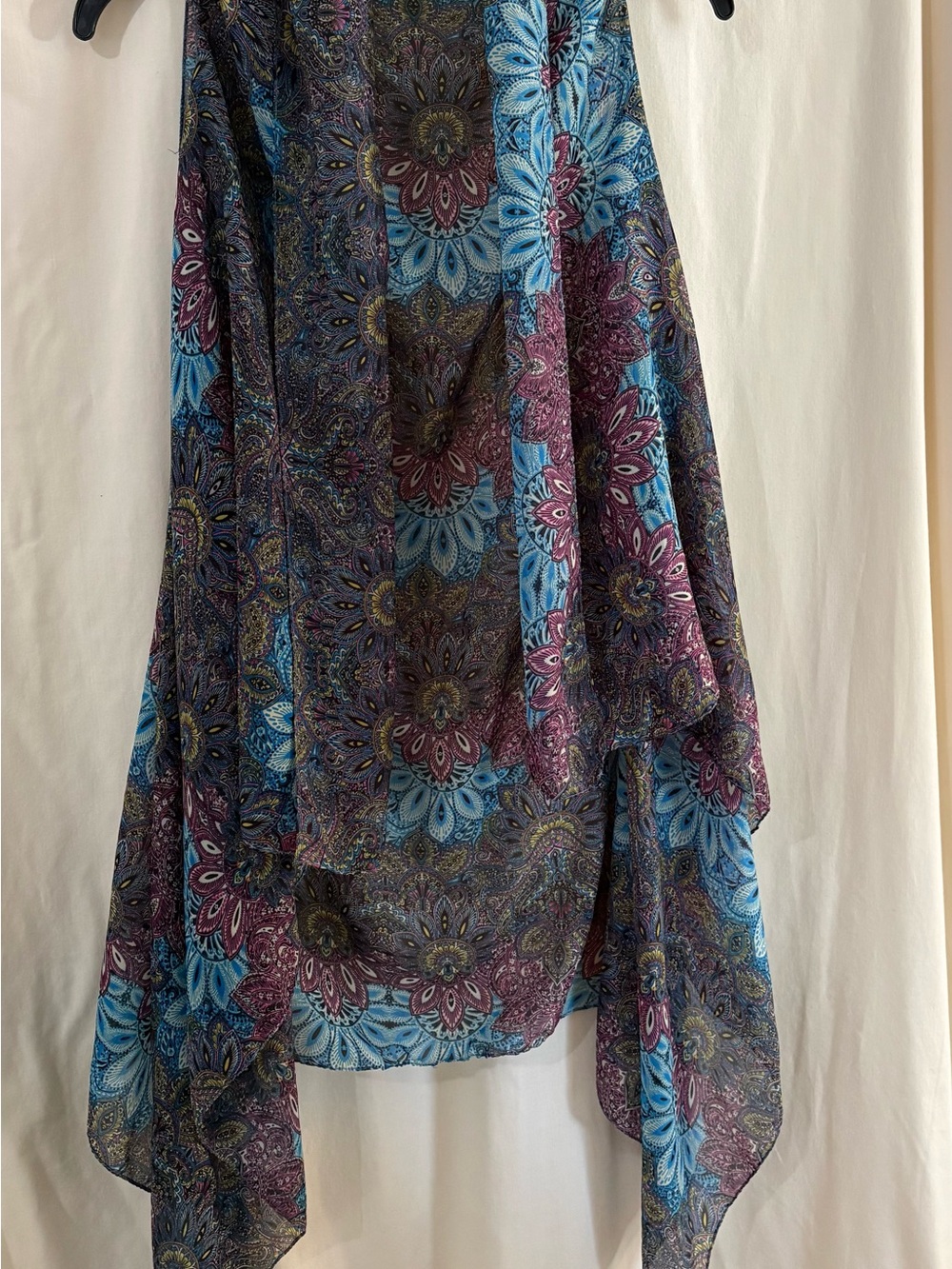 Lightweight Floral Paisley Wrap Scarf in Blue and Purple